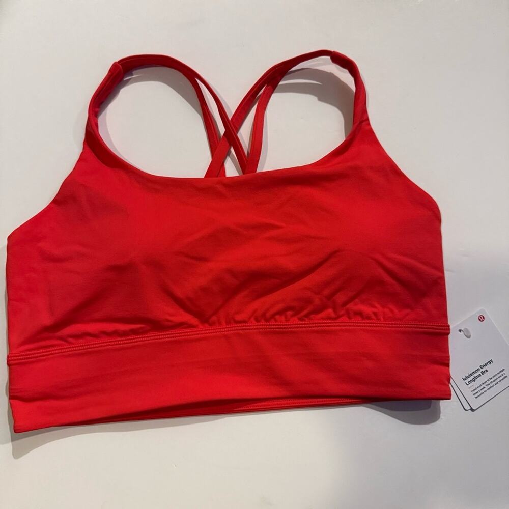 lululemon Energy Longline Bra Medium Support size 10 RDGL RED GLOW